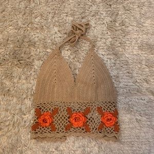 Crochet Crop Top and Ties in Back of Neck